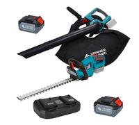 K&S Könner&Söhnen KS LBV-HT-Set Kit d'outils de jardinage sans fil pour l'entretien des haies 20 V et aspirateur souffleur 40 V pour l'entretien du jardin, double chargeur + 2 batteries 20 V 4 Ah en