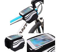 K-S-Trade Support Vélo pour Unihertz Jelly Star Compatible avec Unihertz Jelly Star Sac Cadre Sacoche De Vélo Sac De Guidon Top Tube Etui Vélo Bicyclette Bagagerie Housse Noir-Argent Imperméable