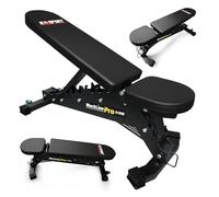 K-Sport: Black Line - Banc de musculation professionnel - Banc de musculation professionnel de qualité supérieure - Charge maximale : 375 kg - Banc multifonction réglable sur plusieurs niveaux - Banc