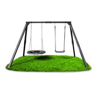 K-Sport : Ensemble balançoire double (métal) | Balançoire en planche et balançoires nid dans le set | Structure de balançoire jusqu'à 200 kg | Balançoire d'extérieur | Structure de balançoire incl