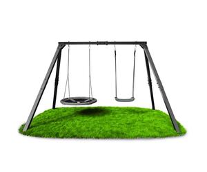 K-Sport : Ensemble balançoire double (métal) | Balançoire en planche et balançoires nid dans le set | Structure de balançoire jusqu'à 200 kg | Balançoire d'extérieur | Structure de balançoire incl