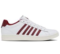 K-Swiss Baskets Court Tieak II pour Homme, Blanches, Rouge tibétain, Blanc Neige, Taille 46 UE, Blanc Tibétan Rouge Snow White, 46 EU