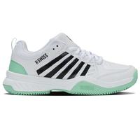 K-Swiss Chaussures de Tennis Court Express 2 Clay pour Femme, Blanc/Menthe Fluo/Noir, 41 EU