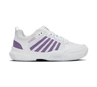 K-Swiss Court Express 2 Clay Chaussures de Tennis pour Femme, Blanc/Violet/Lavande Fluo, Taille 39,5 EU