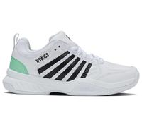 K-Swiss Femme Court Express 2 Carpet Chaussure de Tennis, Blanc, Menthe Fluo, Noir, 37.5 EU