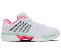 K-Swiss Femme Hypercourt Express 2 Clay Chaussure de Tennis, Blanc, Rose Fluo, Noir, 42 EU
