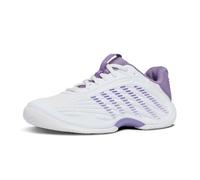 K-Swiss Hypercourt Express 3 Chaussures de Tennis pour Femme, Blanche/Violette, Jupe Lunaire, Taille 41,5 EU