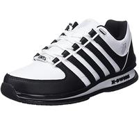 K-Swiss Rinzler - Hommes Cuir Sneakers Baskets Chaussures Blanc-Noir 01235-944-M 42