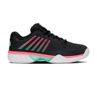 K-Swiss Tennis Femme Hypercourt 2 Express HB Chaussure de Tennis, Black/White/Neon Mint, 34.5 EU