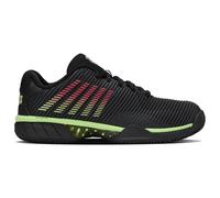 K-Swiss Tennis Homme Hypercourt Express 2 HB Chaussure de Tennis, Black/Soft Neon Green/Neon Lav, 41.5 EU