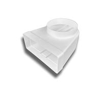 K-Tech-Pro Adaptateur 90° PVC Plat/carré > Rond système 150 vers Ø 150, Blanc, PVC