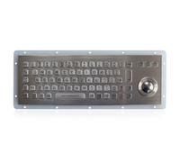 K-TEK-B255-25-OTB-BL-DWP Clavier industriel en acier inoxydable avec boule de commande optique, étanche IP65, anti-vandalisme, montage sur panneau arrière, 71 touches avec rétroéclairage USB