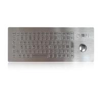 K-TEK-B361-OTB-FN-BL-DWP Clavier industriel en acier inoxydable avec boule de commande optique, étanche IP65, anti-vandalisme, montage sur panneau supérieur, 86 touches avec fonction rétro-éclairage