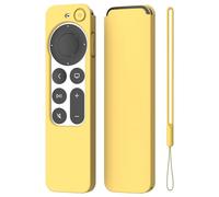 K TOMOTO Compatible avec Apple TV 4K Siri Remote Case 2021, Housse de protection en silicone antidérapant soyeux pour télécommande Siri 2e génération [inclus cordon], Jaune