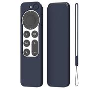 K TOMOTO Compatible avec Apple TV 4K Siri Remote Case 2021, Housse de protection en silicone antidérapant soyeux pour télécommande Siri 2e génération [incluant la lanière], Bleu marine
