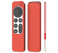 K TOMOTO Compatible avec la télécommande Apple TV 4K Siri 2021, coque de protection ultra fine en silicone pour télécommande Siri 2ème génération [Cordon inclus], rouge