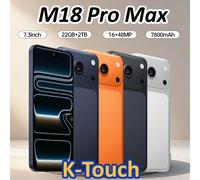 K-Touch NOUVEAU Téléphone portable M18 Pro Max Smartphone Android 7.3HD Téléphone portable 22G+2TB Appareil photo 16+48MP 5G Double SIM 7800mAh Déverrouillage par reconnaissance faciale Version Black