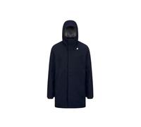 K-Way Parka homme avec 3 couches de nylon, doublure en jersey, coutures thermonastrées, capuche réglable, longueur 3/4, poches avec fermeture éclair, logo en silicone, coupe régulière, fermeture avec