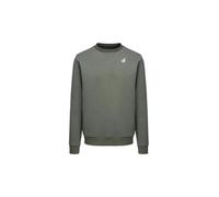 K-Way Sweat-shirt pour homme, col rond, logo sur la poitrine en contraste, cou, poignets et ourlets finis, manches longues, coupe régulière, couleur verte, Green Blackish, S