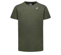 K-Way T-shirt Le Vrai Edouard unisexe à manches courtes avec col paricol, en coton à coupe régulière, couleur vert foncé modèle : K007JE0 WMR, Green Blackish, S