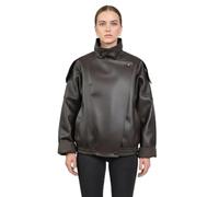 K.ZELL Blouson Biker Oversize en Similicuir Grainé, Col Montant, Style Perfecto (FR/ES, Alpha/lettres, M, Taille normale, Taille normale, CHOCO)