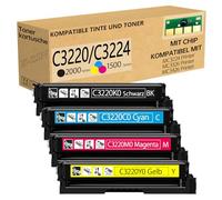 K-ZIN C3220 C3224 Cartouche de toner (avec puce) compatible avec Lexmark C3220K0 C3220C0 C3220M0 C3220Y0 Toner compatible avec les imprimantes C3224 MC3426 MC3326 C3326 C3426 MC3224 (BCYM, lot de 4