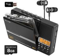 K10 Lecteur Cassette Audio & Enregistreur, Baladeur Cassette & Convertisseur en MP3 + Micro & Haut-Parleur Intégrés + Écouteurs