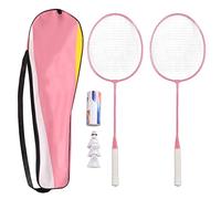K1134 Ensemble de Raquettes de Badminton Ensemble de Raquettes de Badminton en Alliage de Fer Fendu avec Sac de Rangement pour Seau de Rangement Rose