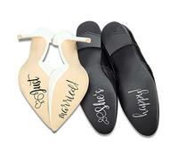 K123 Just married Lot d'autocollants pour chaussures de mariage, mariage, mariage, mariage, mariage, film autocollant, dictons icônes (noir, blanc, K123 Just married)