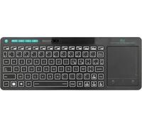 K18S French Wireless Keyboard (Azerty) Office Keyboard with Built-In Large Touchscreen Mouse,Rechargeable Li-ion Battery (Bluetooth & 2.4 GHz)