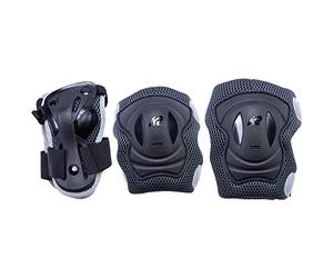 K2 Skates Hommes Patins en Ligne K2 Performance Pad Set M - Black - Anthracite - L (Knee: A:43-47cm B:39-42cm / Elbow: A:28-31cm B:27-30cm / Wrist: A:23-25cm B:20-22cm) - 30E1416