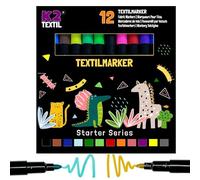 K2 TEXTIL 12 | Lot de 24 feutres textiles lavables en machine, marqueurs textiles à peindre, peintures textiles pour textiles et chaussures, marqueurs pour tissus - Convient aux enfants (12)