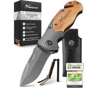 K20 Folding Knife (Ambidextrous)-Titanium Wood Outdoor Survival Knife-3 In 1 Survival Knife With Window Breaker And Belt Cutter
