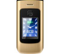 K21 GSM 2G Flip Téléphone double écran 2.6 pouces Grands haut-parleurs Volume polices Aînés Mobile Batterie 1100mah Or