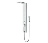 K2O Colonne de Douche Hydromassante Lusso Calm 20x7x130cm 2 Jets, Douchette à Main, Effet Pluie et Buses Anti-Calcaire, Aluminium Blanc