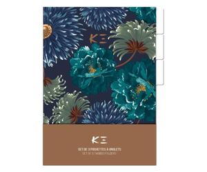 K3 blue, Set de 3 pochettes à onglets 22x31 cm, ass. - Multicolore