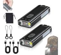 K3 Ultra Multi EDC Keychain Tool, Mini Keychain Flashlight 800 Lumens with Diffuser Clip, Precision Front Lighting System, Magnetic Clip and Instant Igniter, for Outdoor Hiking Camping (Black*2)