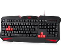 K301 AZERTY FR Clavier de Jeu,Clavier Gaming à Membrane,12 Touches Multimédia,Anti-Conflit,Échangeables,Rétroéclairé Rouge,Résistant aux Éclaboussures,USB,Compatible Windows