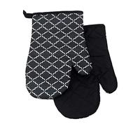 K3290A Clover K3290A Lot de 2 gants de cuisine avec aimants, gants de barbecue, gants de cuisine, gants de cuisine Noir/blanc