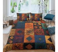 K3S9H2L7 Housse de Couette Patchwork Bohème Microfibre Jeune | Résistant à la Décoloration, Fermeture Éclair Cachée, Toutes Saisons, Respirant, Lavable en Machine Double（200x200cm）