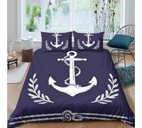 K3S9H2L7 Parure de lit Ancre Marine Microfibre Chambre ado | Résistant aux couleurs, Fermeture invisible, Toute saison, Respirant, Lavable en machine Double（200x200cm）