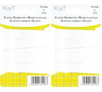 K3T 81123 Fil élastique en Caoutchouc, 15 mm x 3 m, Couleur : Blanc (Lot de 2)
