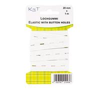K3T Bande élastique perforée, Caoutchouc, Blanc, 20mm x 1m