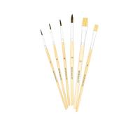 K3T Lot de 6 pinceaux (pinceaux en Poils naturels de Tailles 2, 4, 6 et 10 - Pinceaux à Poils naturels Tailles 8 et 12), Tige Naturelle, n° d'article 49036