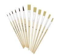 K3T Set de pinceaux de Peinture, Lot de 10, Tailles: (Ronds) 1,2,4,6,8,10 et (Plats) 4,6,8,10,12,14, Tige Naturel, N° d'art. 49411