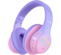 K4 Casque Bluetooth Pour Enfants, Casque Sans Fil Avec Lumières Led, Volume Limité 74/85/94 Dba, Microphone Intégré, 90 Heures D'Autonomie, Casque Supra-Auriculaire Bluetooth 5.4 Pour