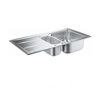 K400 Evier à encastrer 965 x 500mm avec une cuve + vide sauce + égouttoir réversible, Acier inoxydable (31567SD0)