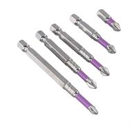 K5 Tournevis cruciforme magnétique PH2 chromé antidérapant avec tête en lot, embout en acier allié, dureté 62HRC, pour perceuse à main électrique, 25-150 mm (25-50-65-70-90)