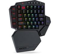K585 Clavier mécanique sans Fil à Une Main, 42 Touches 2.4Ghz RGB 40% Clavier de Jeu avec 7 Touches Macro intégrées, Support de Poignet détachable, Batterie 3000 mAh (Switch Bleu), US Layout