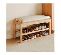 K5d1P9m7 Banc de lit Banc à Chaussures for Usage Domestique, Porte d'entrée, Meuble, Tabouret Assis, Un Banc en Bois Massif, pouvant s'asseoir sur(Khaki)